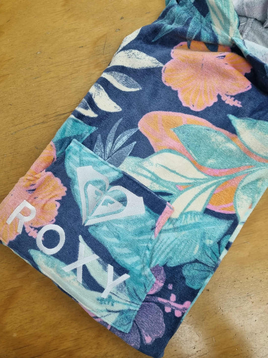 ROXY GIRL Stay Magical Poncho Hooded Towel Vintage Indigo Tropical Advent