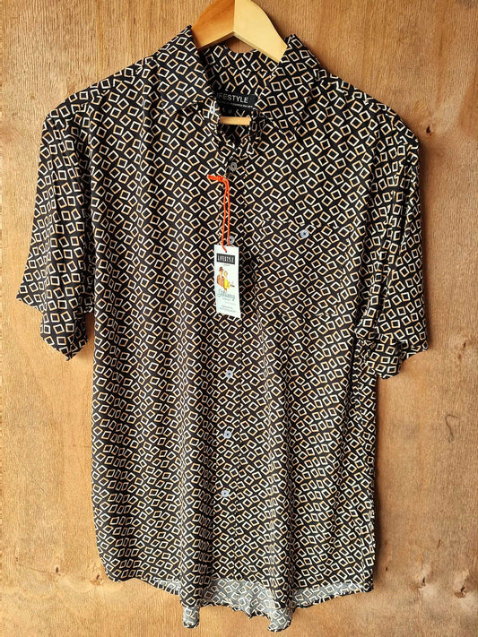 LICHFIELD Lifestyle Getaway Shirt Black Square Print