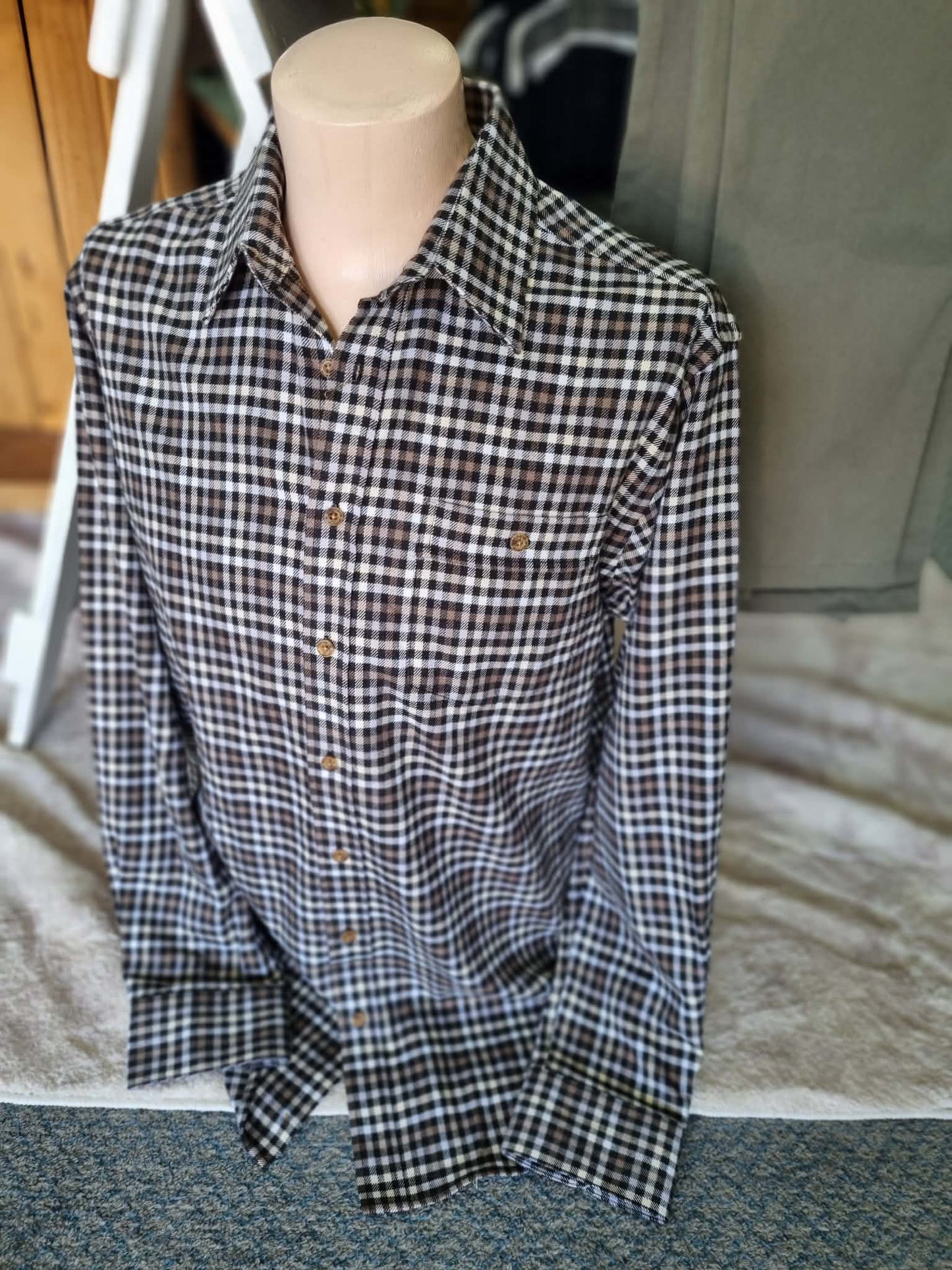 VONELLA Classic Long Sleeve Shirt Black/Brown Check