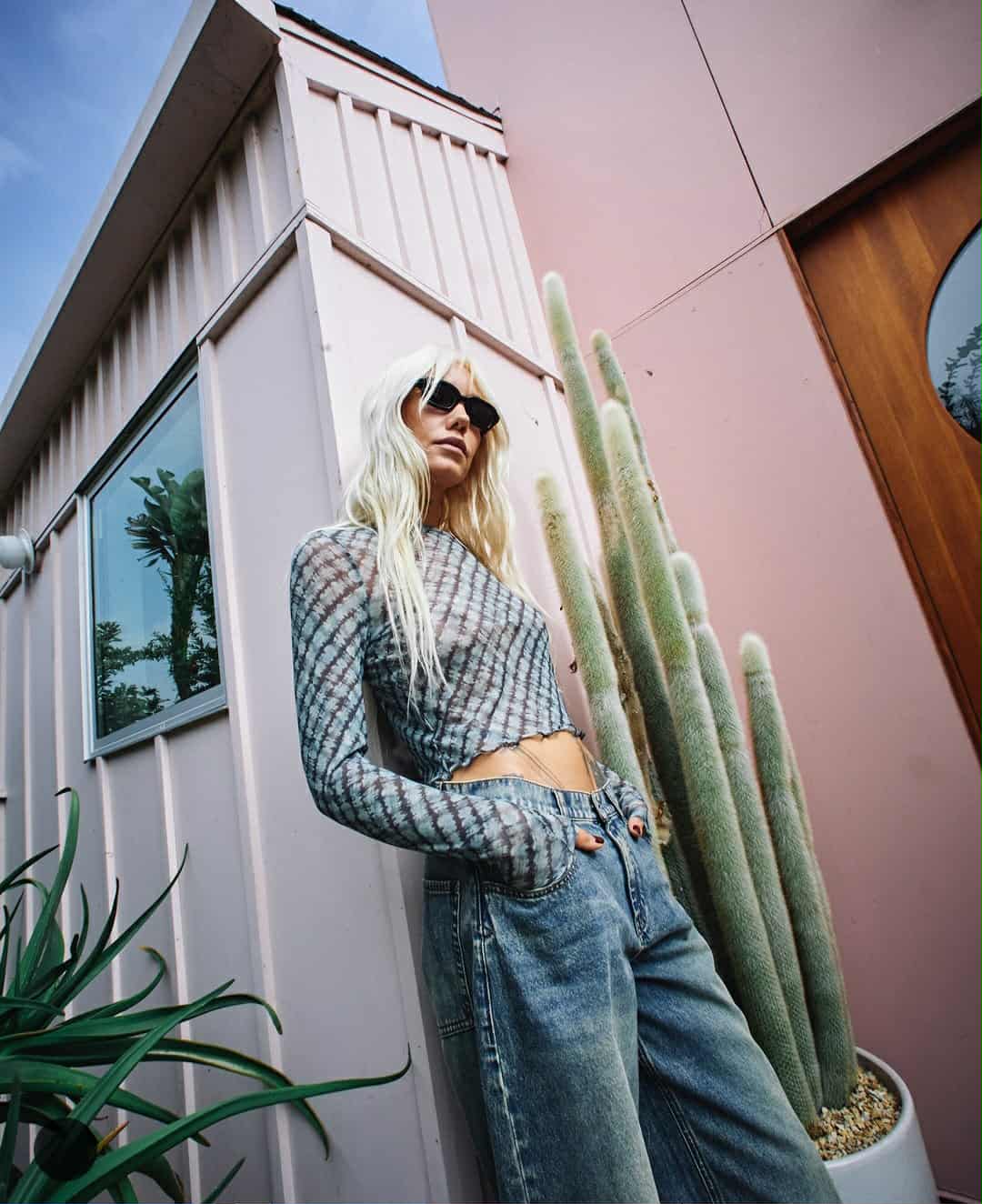 RVCA River Long Sleeve Mesh Top Sea Green