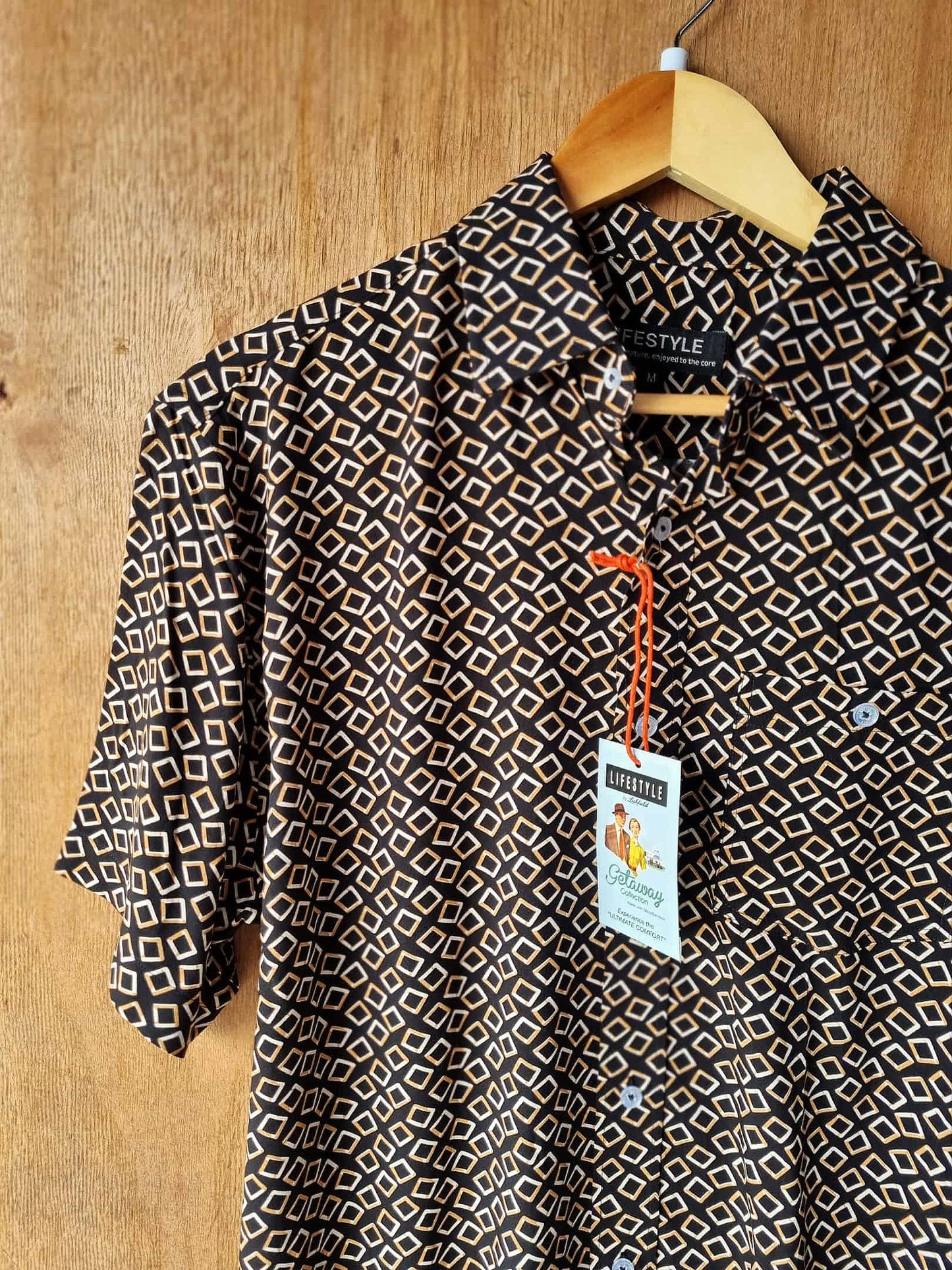 LICHFIELD Lifestyle Getaway Shirt Black Square Print