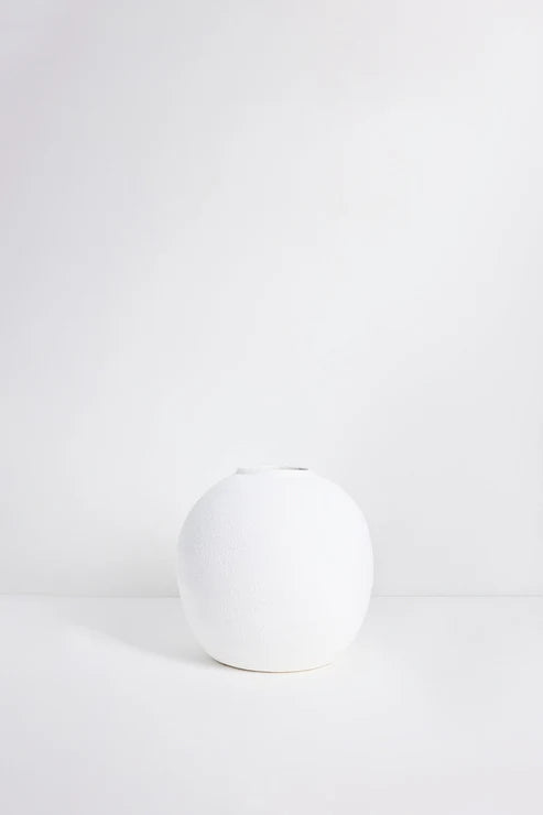 WILLOW+MAE Matte White Textured Round Vase 28cm