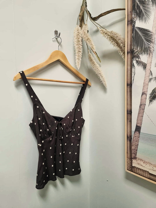 ALL ABOUT EVE Emelia Top Chocolate Polka Dot