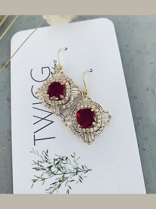 TWIGG JEWELLERY Art Deco Earrings Red