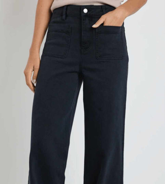 AMONG THE BRAVE Zoey Black Denim High Rise Wide Leg Pocket Jean
