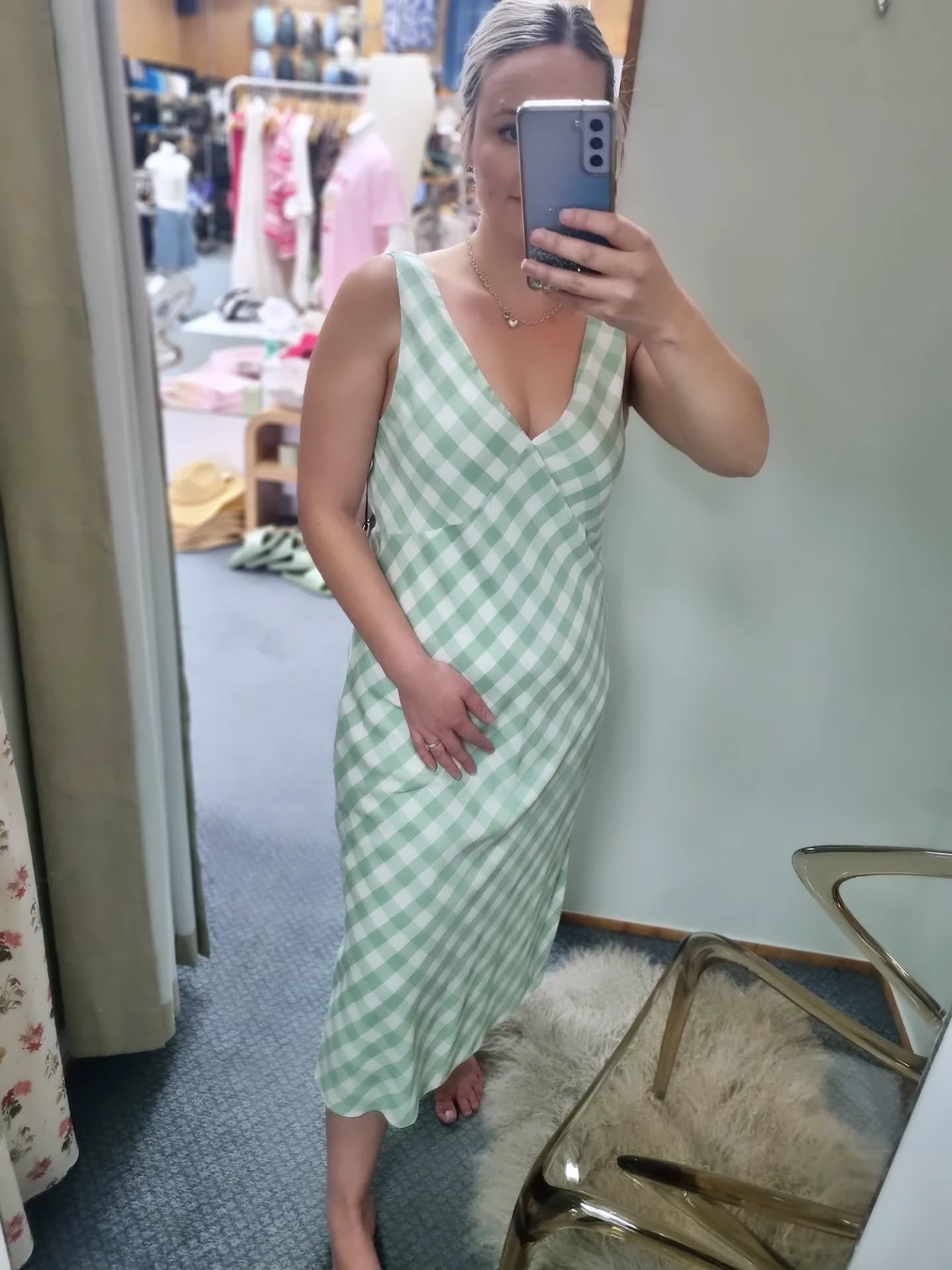 HUFFER Celine Dress Matcha/Chalk