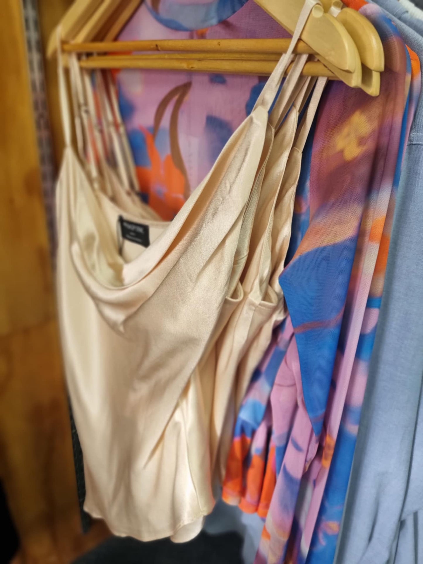 MINK PINK Biance Bias Cowl Neck Cami Champagne