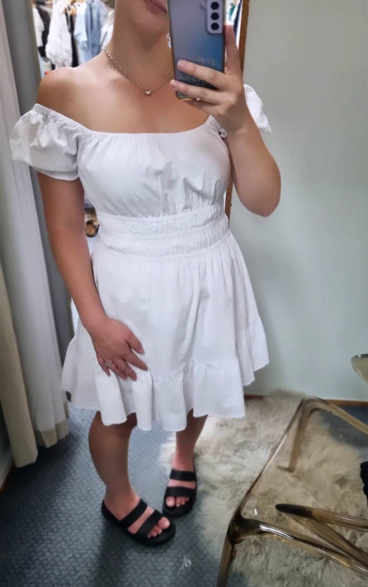 HUFFER Essential Short Sleeve Mini Dress White