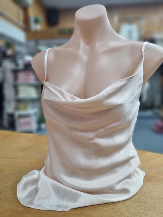 MINK PINK Biance Bias Cowl Neck Cami Champagne