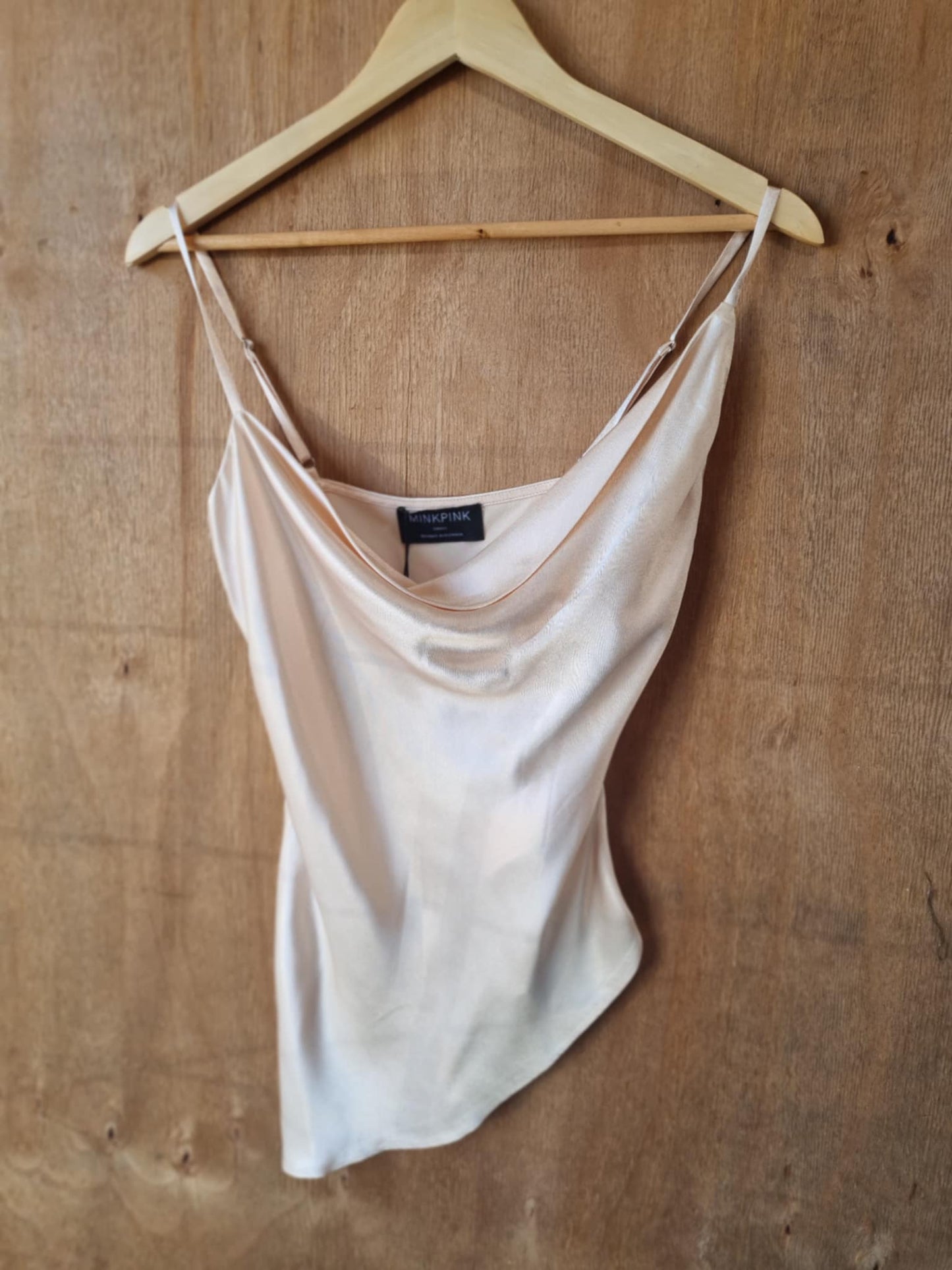 MINK PINK Biance Bias Cowl Neck Cami Champagne