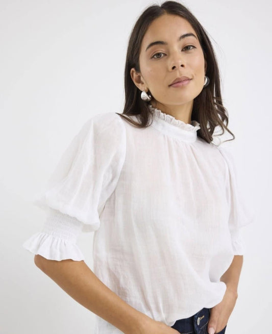 BY ROSA Verse Ivory Sheer High Neck Top