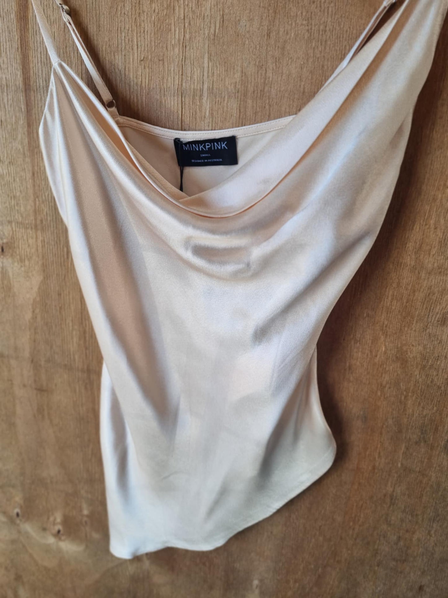 MINK PINK Biance Bias Cowl Neck Cami Champagne