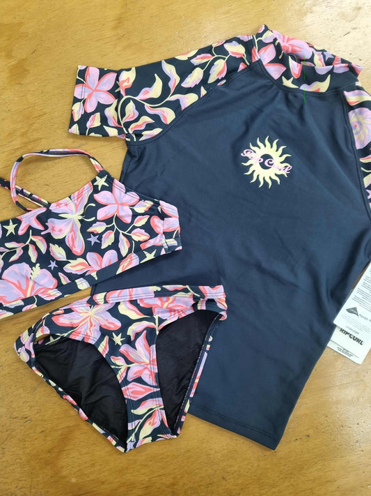 RIP CURL Girls 3 Piece Swim Set Sunset Skies