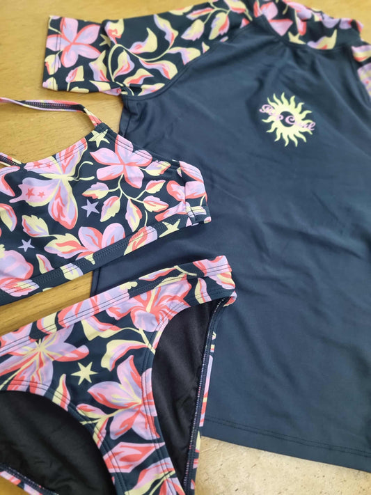 RIP CURL Girls 3 Piece Swim Set Sunset Skies