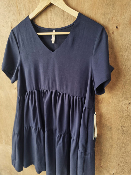 HUFFER Cali V Neck Dress Midnight Navy