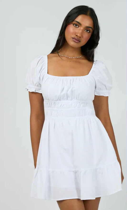 HUFFER Essential Short Sleeve Mini Dress White