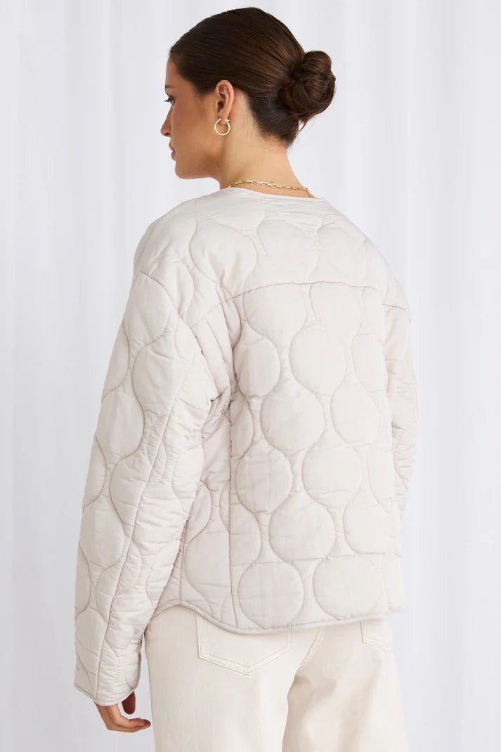 STORIES BE TOLD Apex Collarless Puffer Jacket Putty