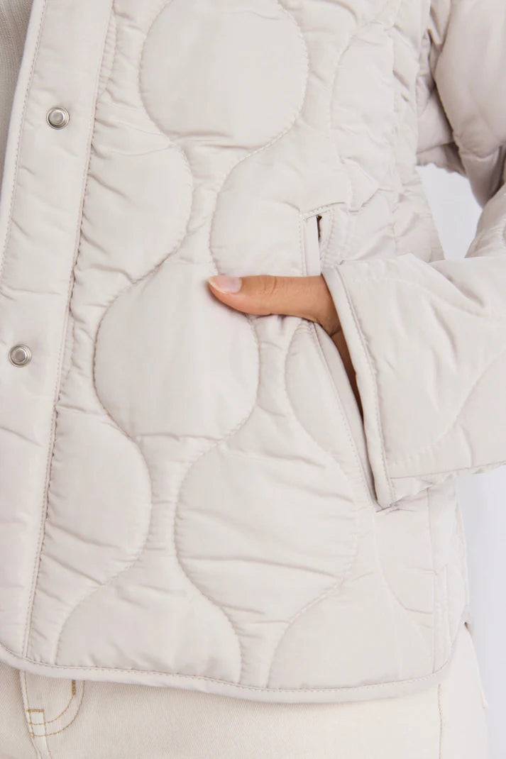 STORIES BE TOLD Apex Collarless Puffer Jacket Putty