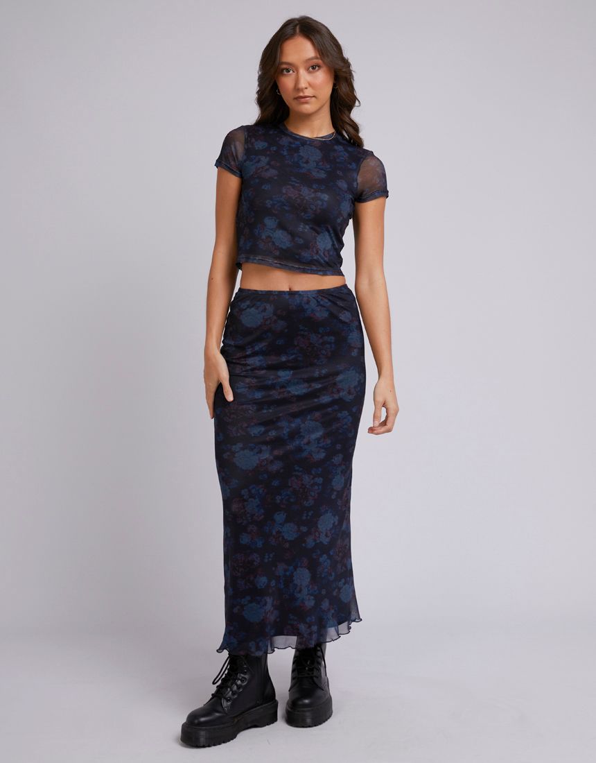 Silent Theory Ayda Top Blue Floral Print