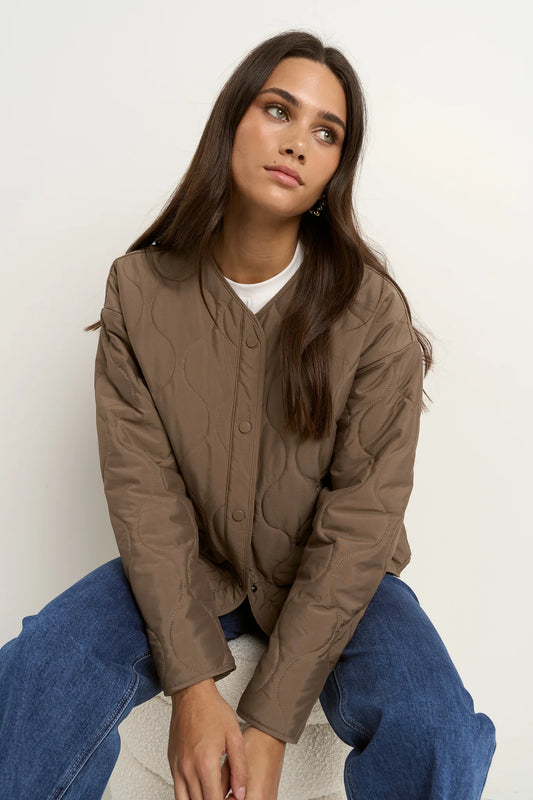 STORIES BE TOLD Apex Collarless Puffer Jacket Mocha