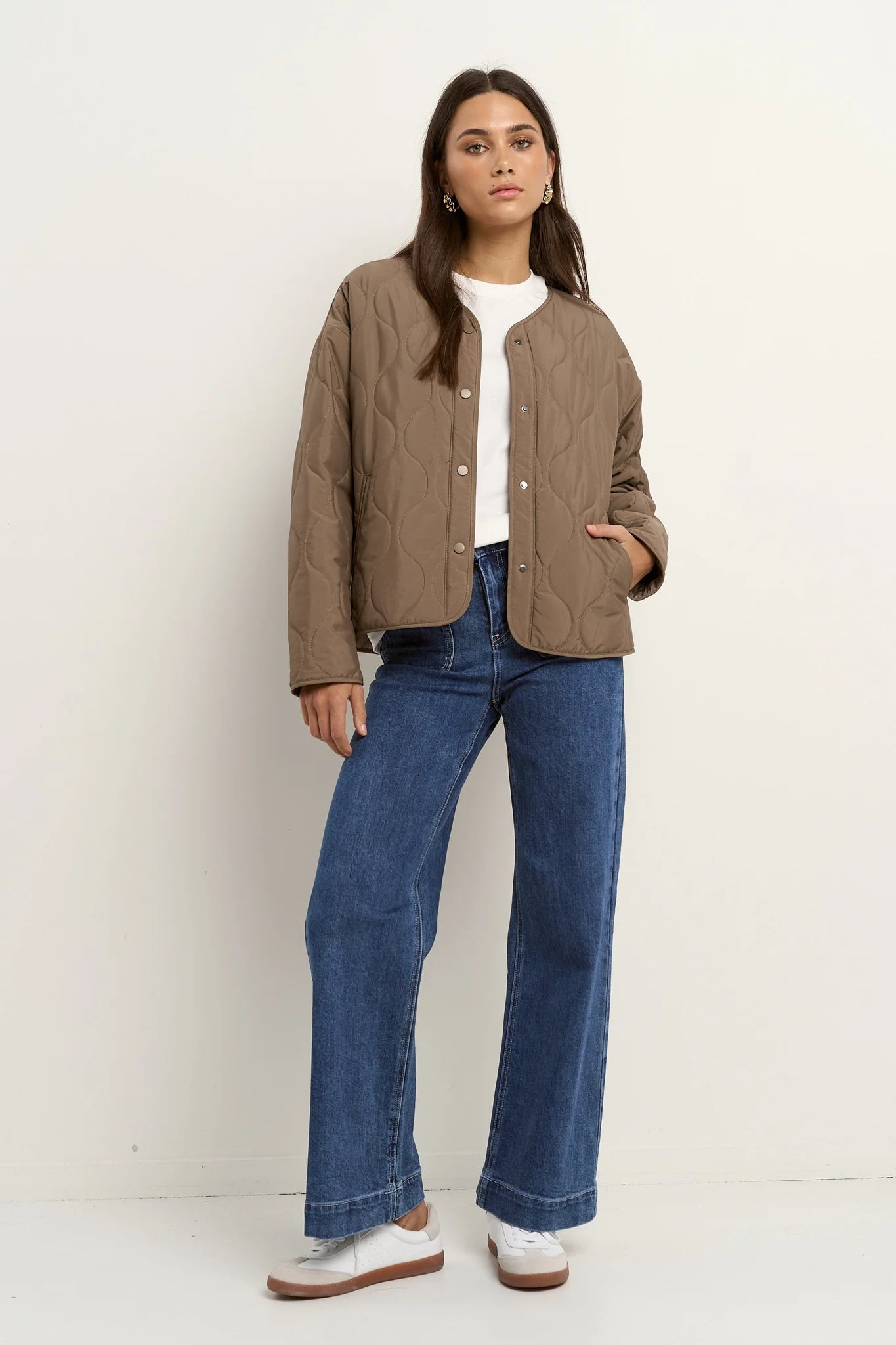 STORIES BE TOLD Apex Collarless Puffer Jacket Mocha