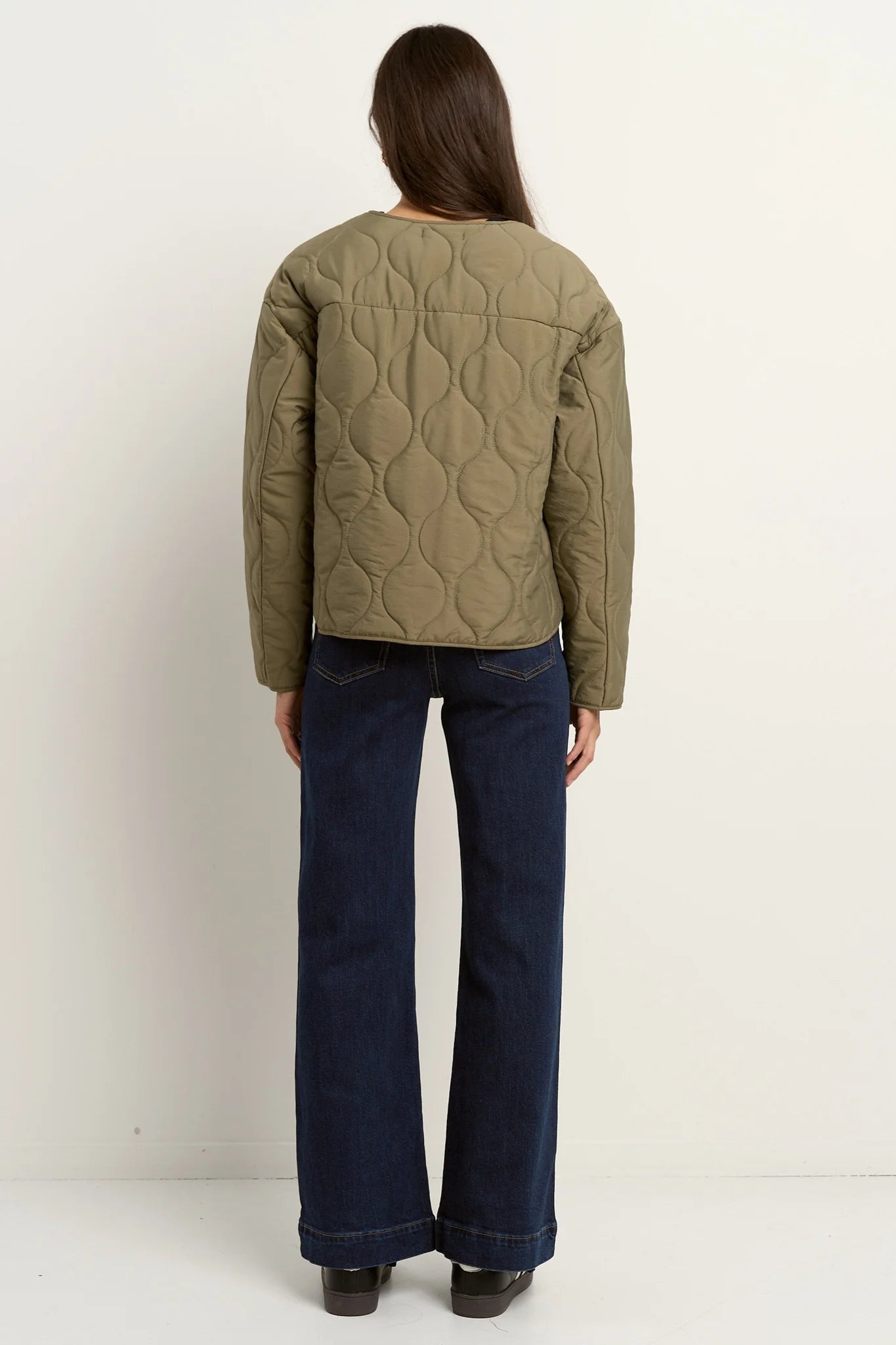 STORIES BE TOLD Apex Collarless Puffer Jacket Olive