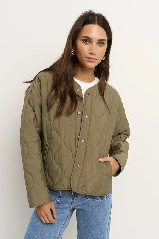 STORIES BE TOLD Apex Collarless Puffer Jacket Olive