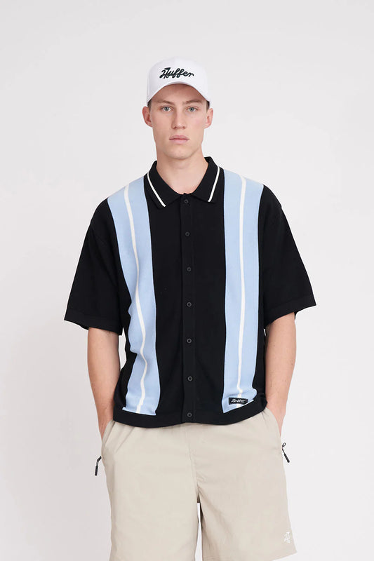 HUFFER GOLF Birdie Polo Knit Shirt Black