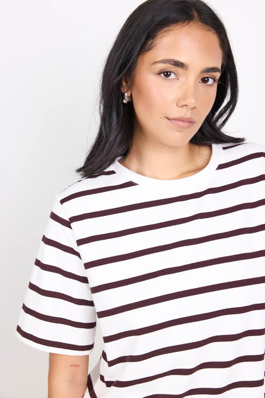 RE:UNION Binding Chocolate Stripe Boxy Fit Tee