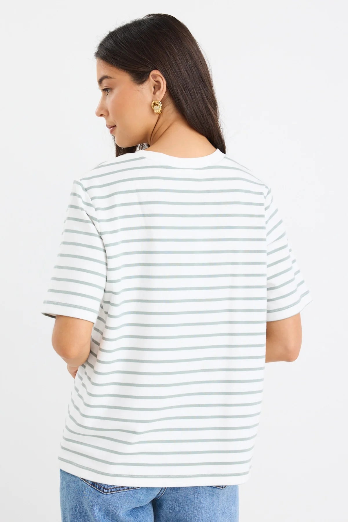 REUNION Binding Stripe Tee Khaki/Sage/White