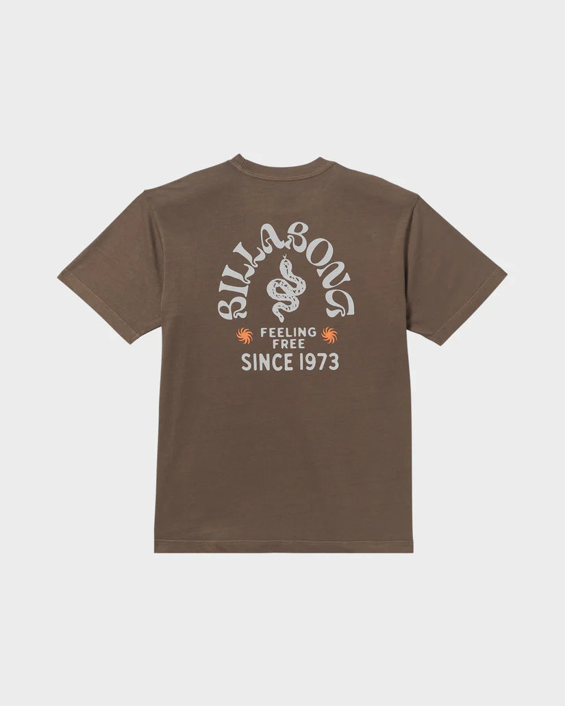 BILLABONG Coiled Premium Tee Dark Brown Wash