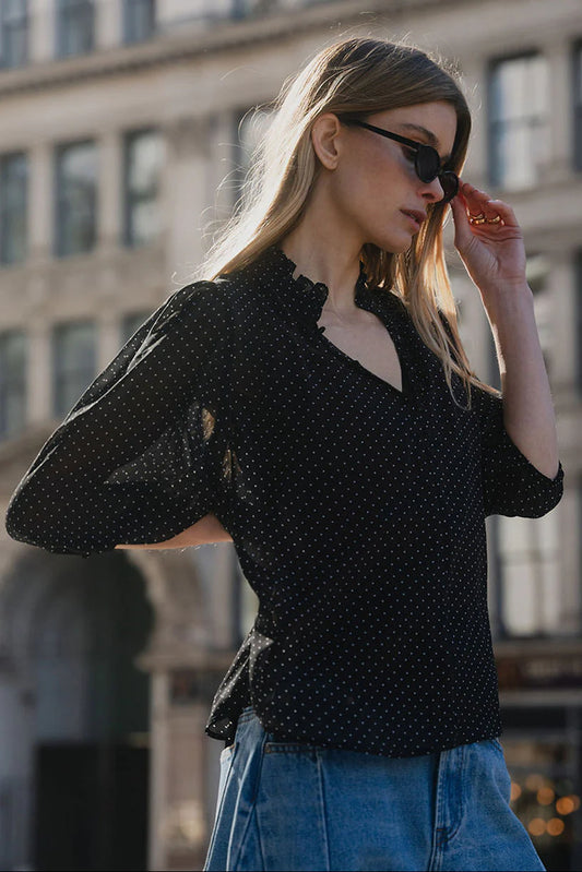 IVY + JACK Closure Mini Polka Dot Top Black