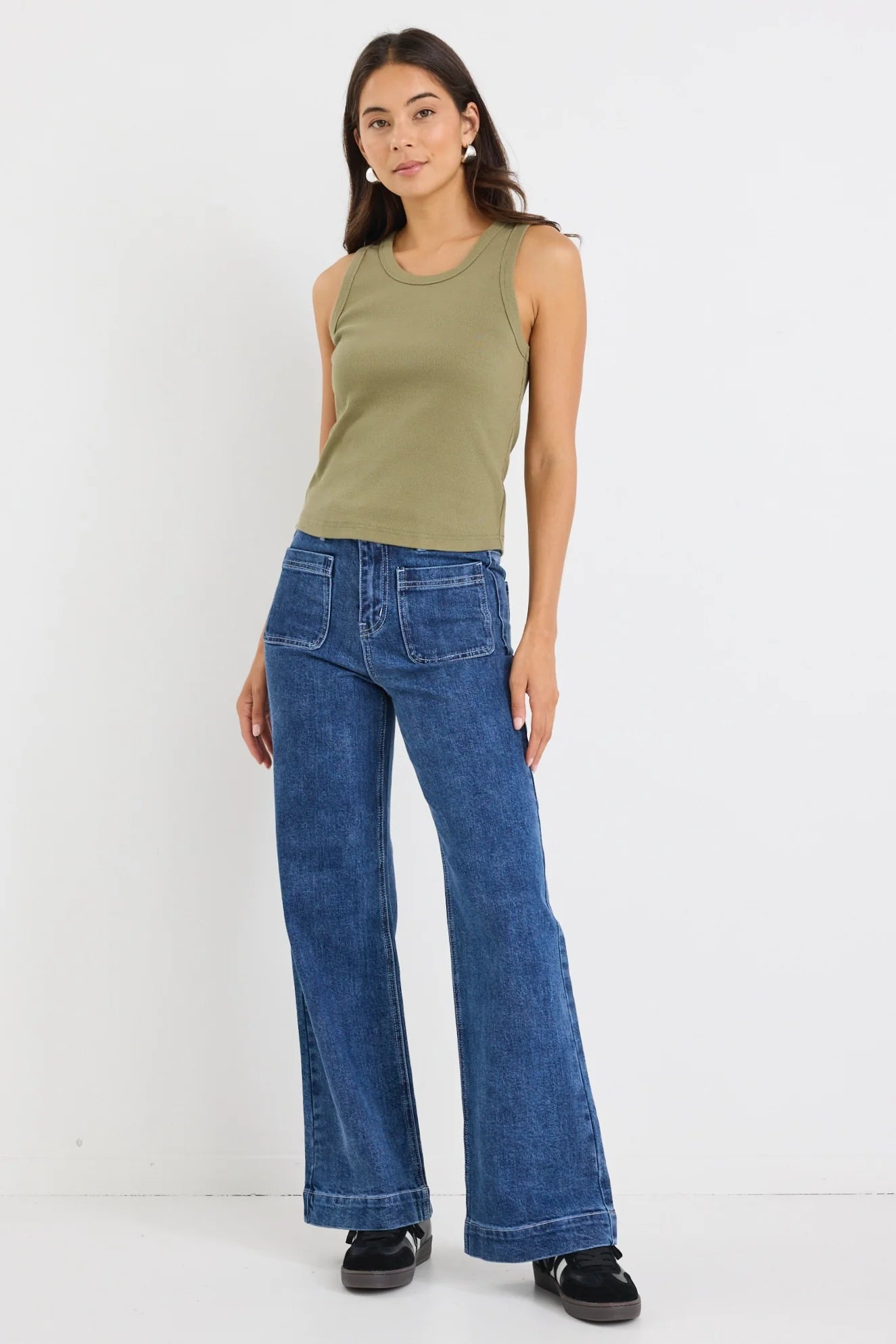 REUNION Cobble Rib Cutaway Tank Khaki