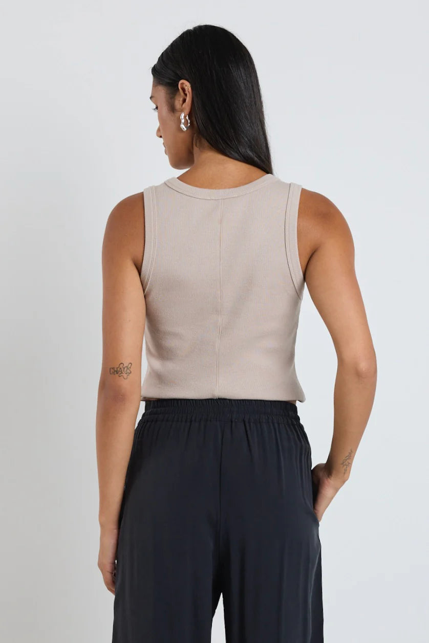 REUNION Cobble Rib Cutaway Tank Taupe