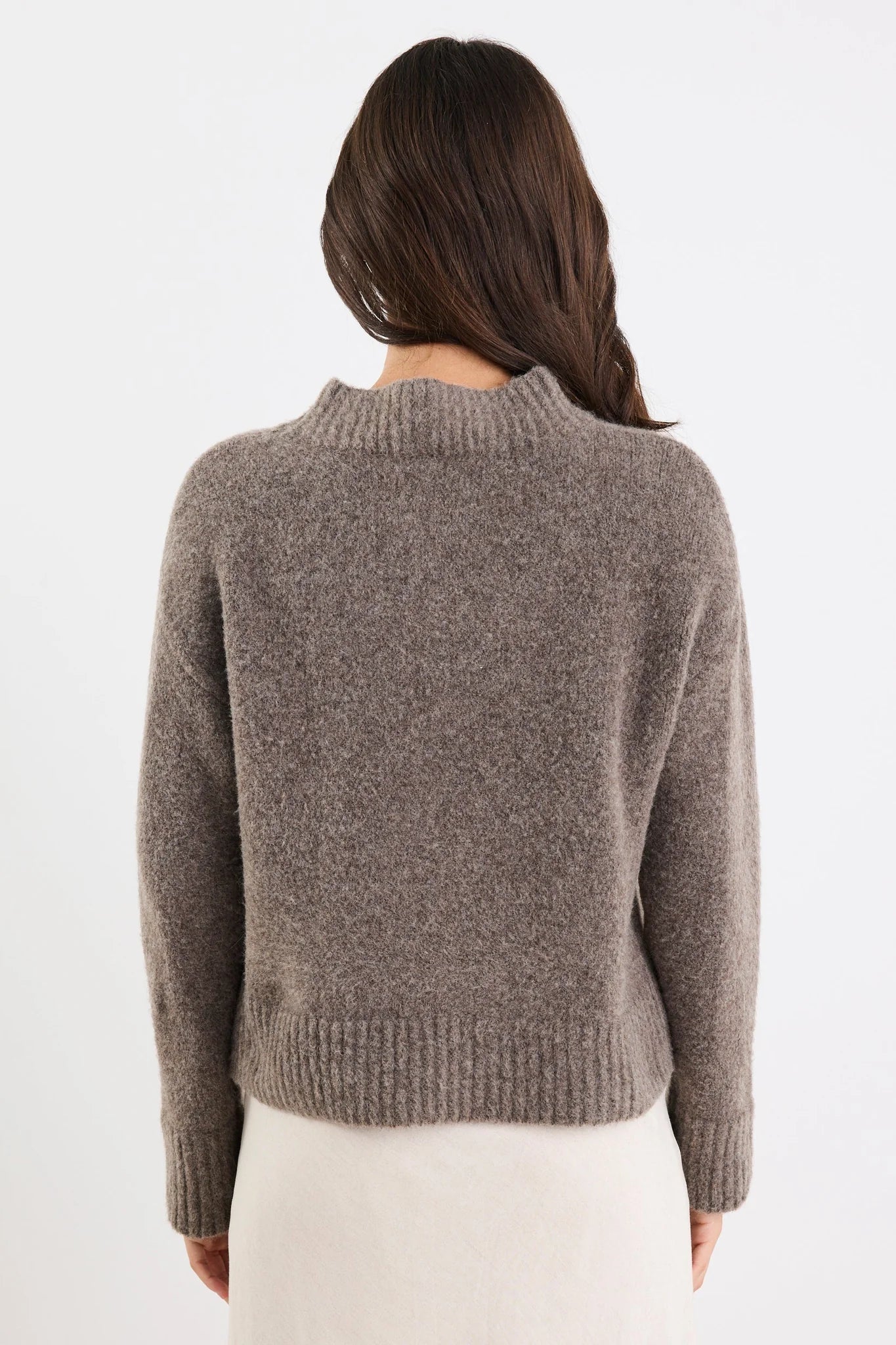 AMONG THE BRAVE Cocoon Mocha Relaxed Mock Neck Knit