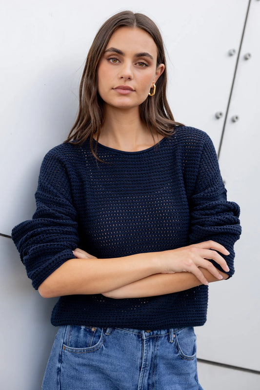 RE:UNION LABEL Dawn Crochet Knit Jumper Ink