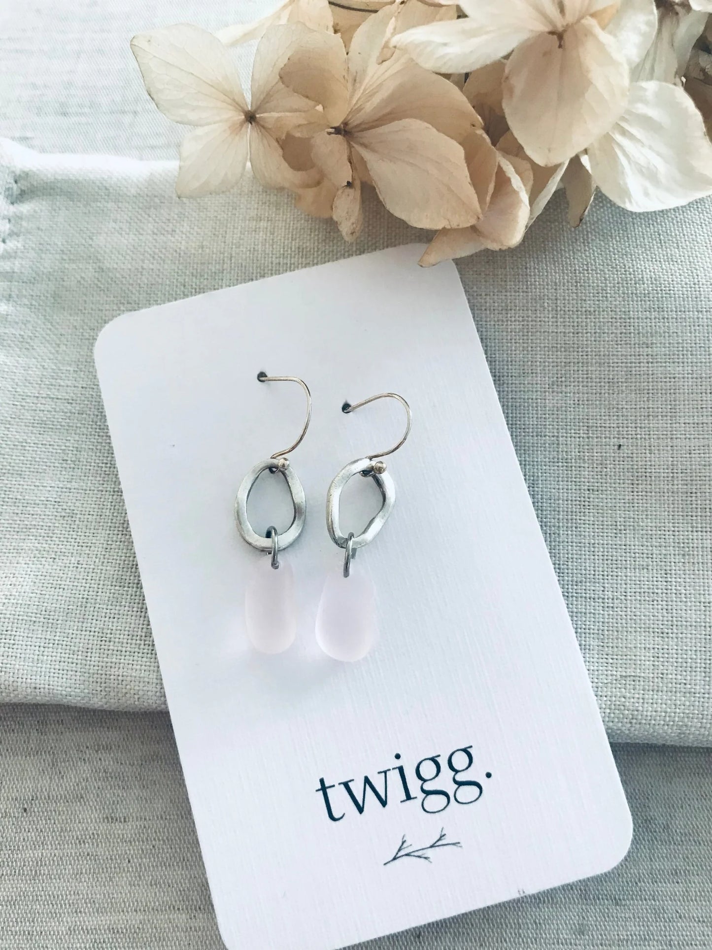 TWIGG JEWELLERY Seaglass Oval Earrings Frost