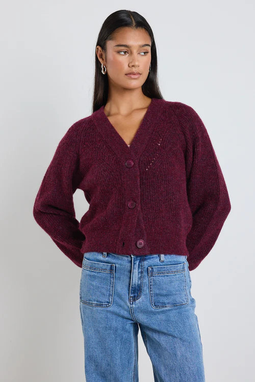 STORIES BE TOLD Essence Cardigan Burgundy