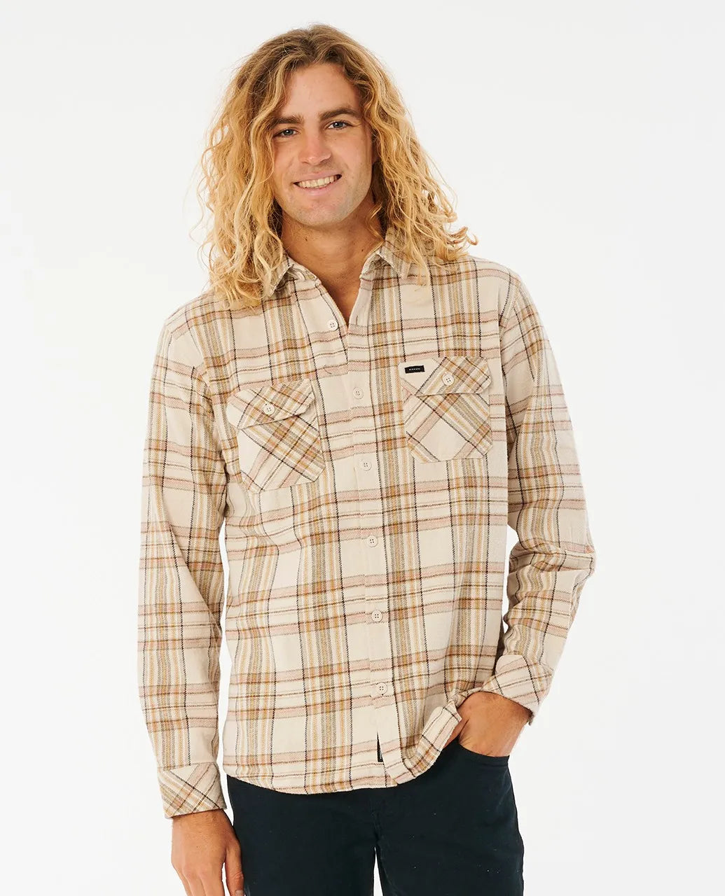 Rip Curl Griffin Flannel Long Sleeve Shirt Bone