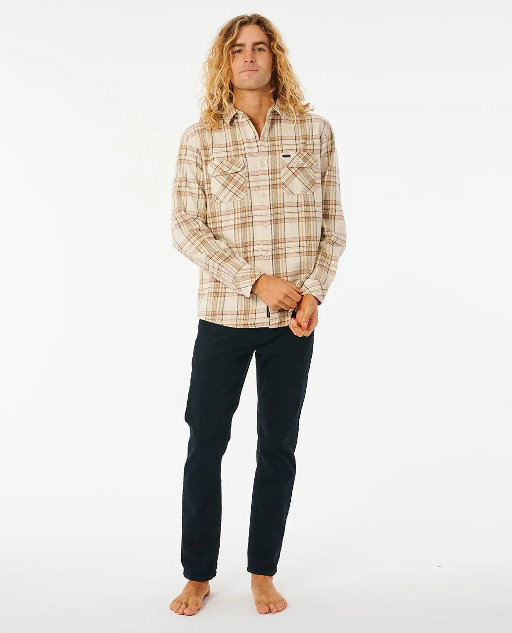 Rip Curl Griffin Flannel Long Sleeve Shirt Bone