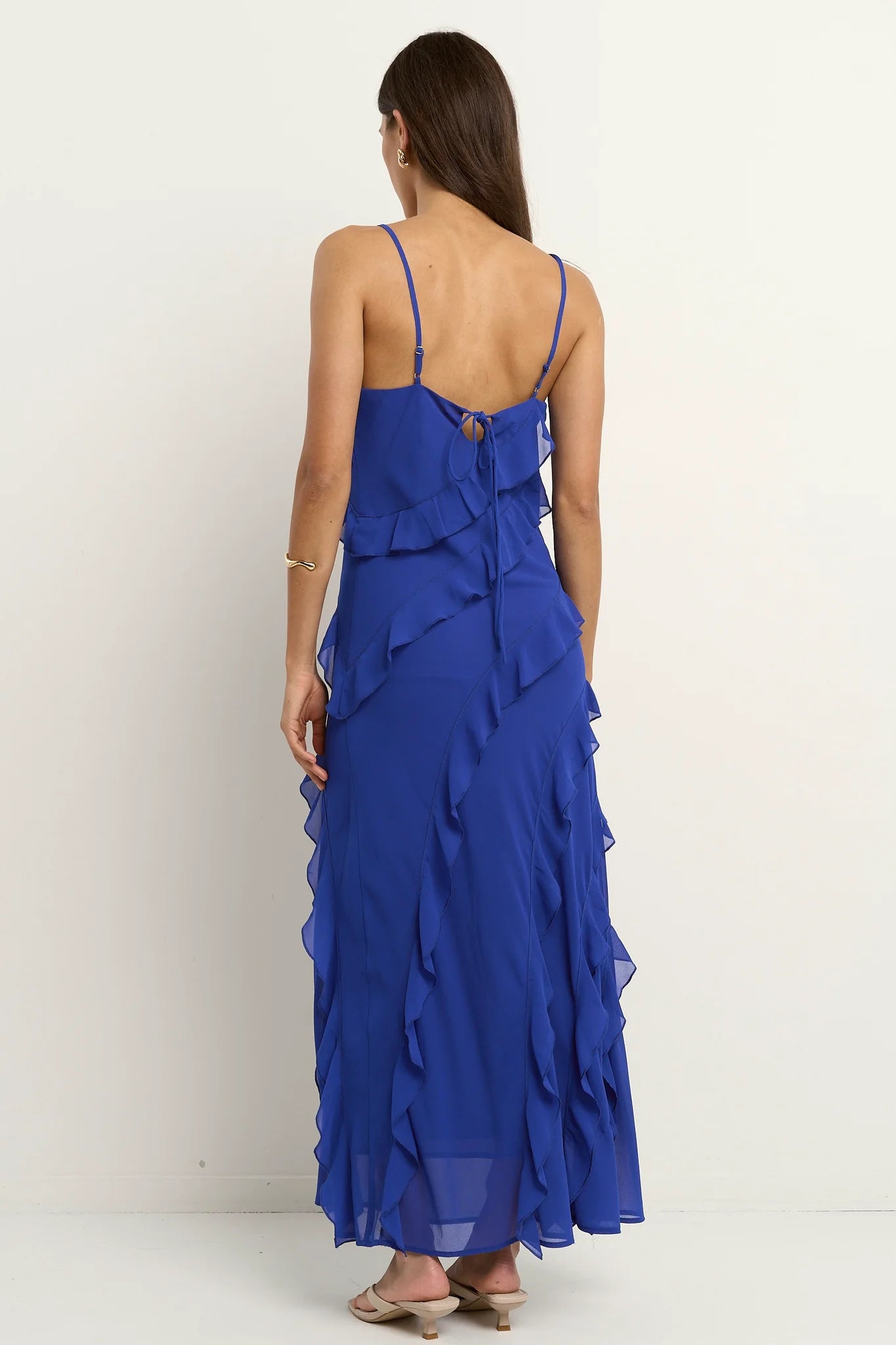 GEORGIA MAE Galore Electric Blue Bias Frill Dress