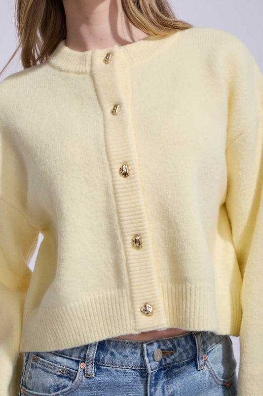 HUFFER Elle Crop Cardigan French Vanilla