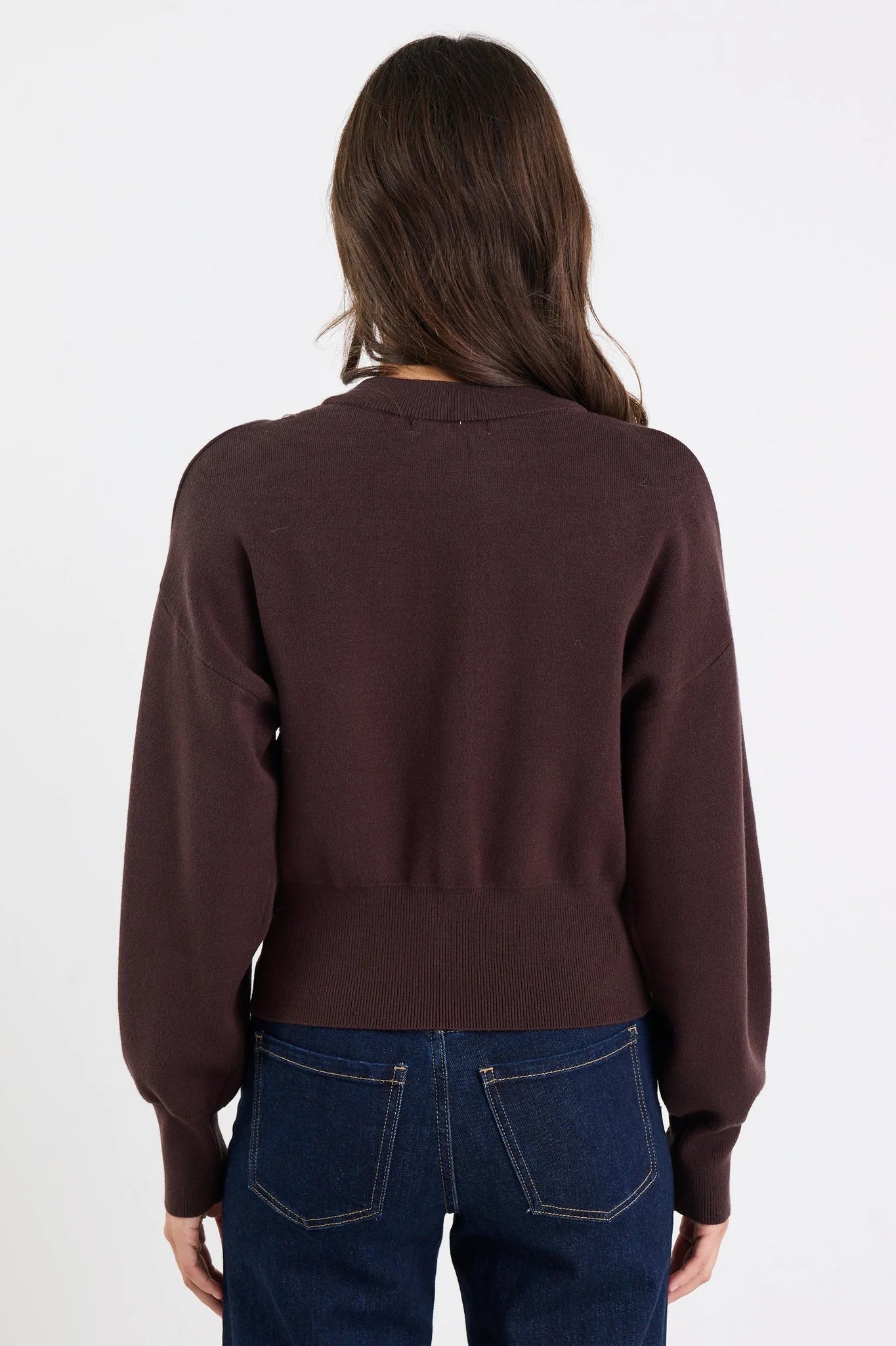 IVY + JACK Hallmark Chocolate Crew Neck Cardigan