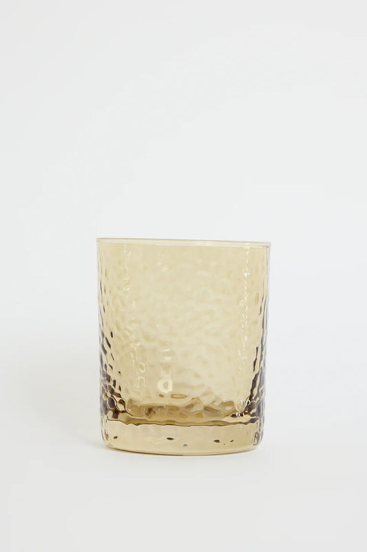 WILLOW+MAE Hammered Amber Tumbler Glass