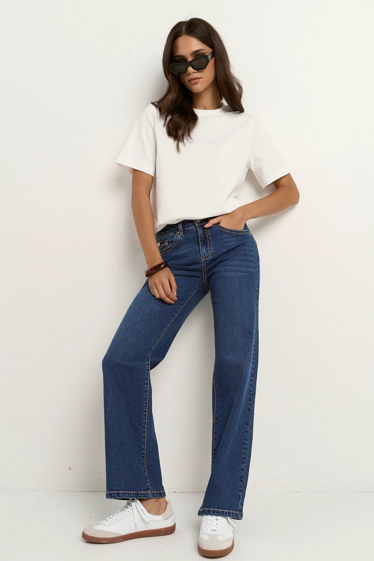 IVY+JACK Hudson Mid Rise Jean Mid Blue