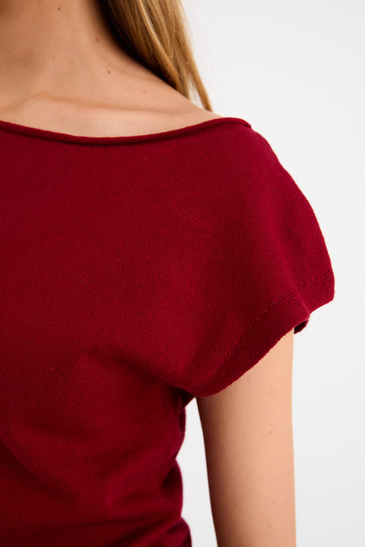 IVY + JACK Innovate Cherry Red Boat Neck Top