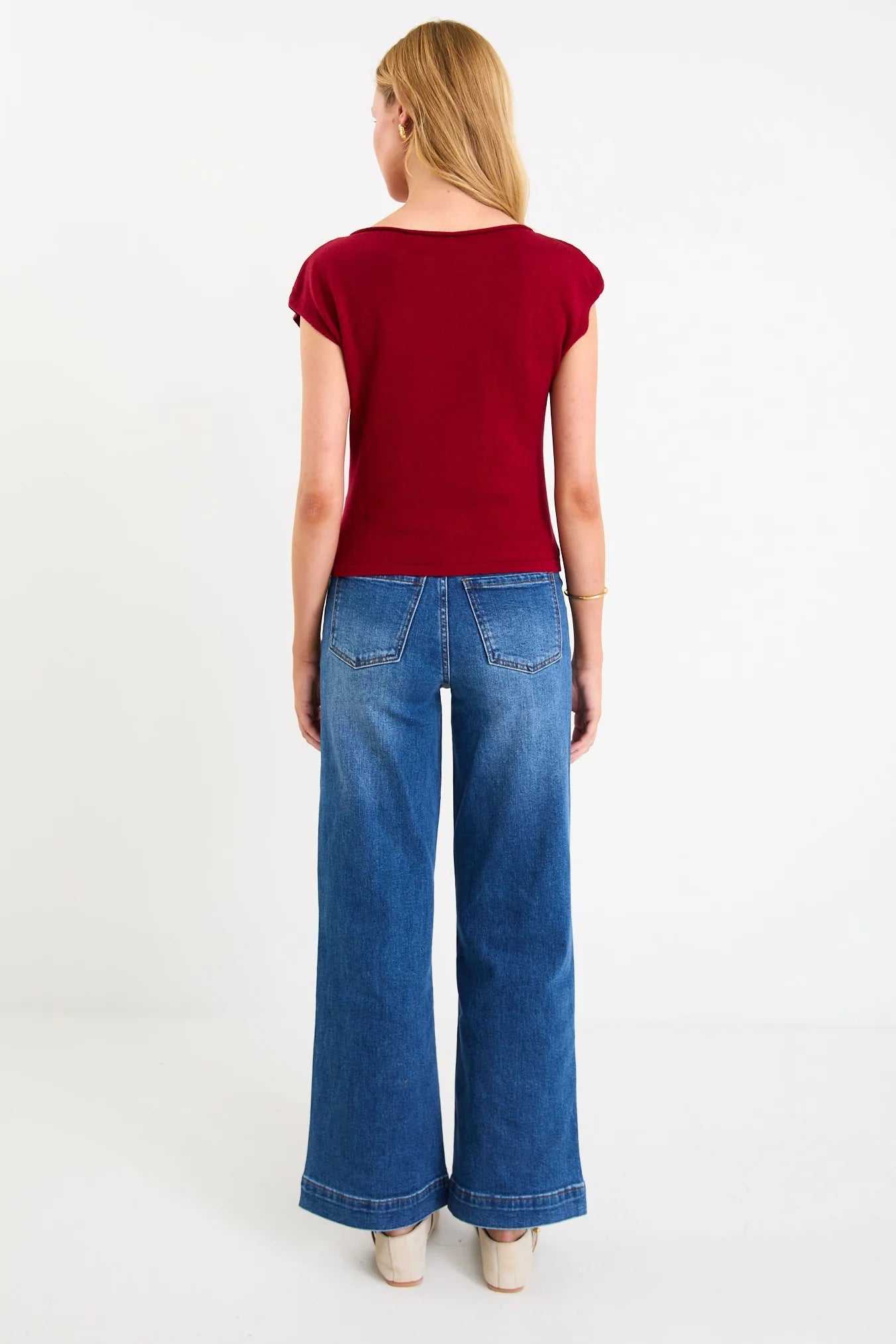 IVY + JACK Innovate Cherry Red Boat Neck Top