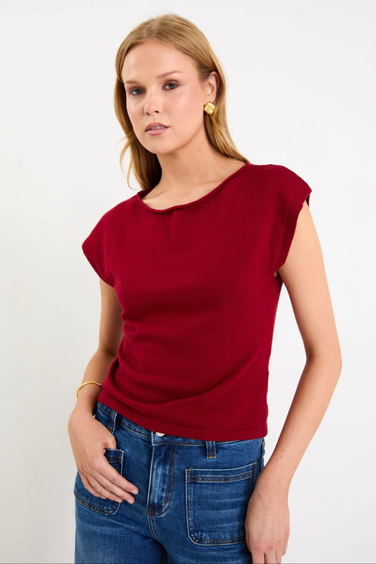 IVY + JACK Innovate Cherry Red Boat Neck Top