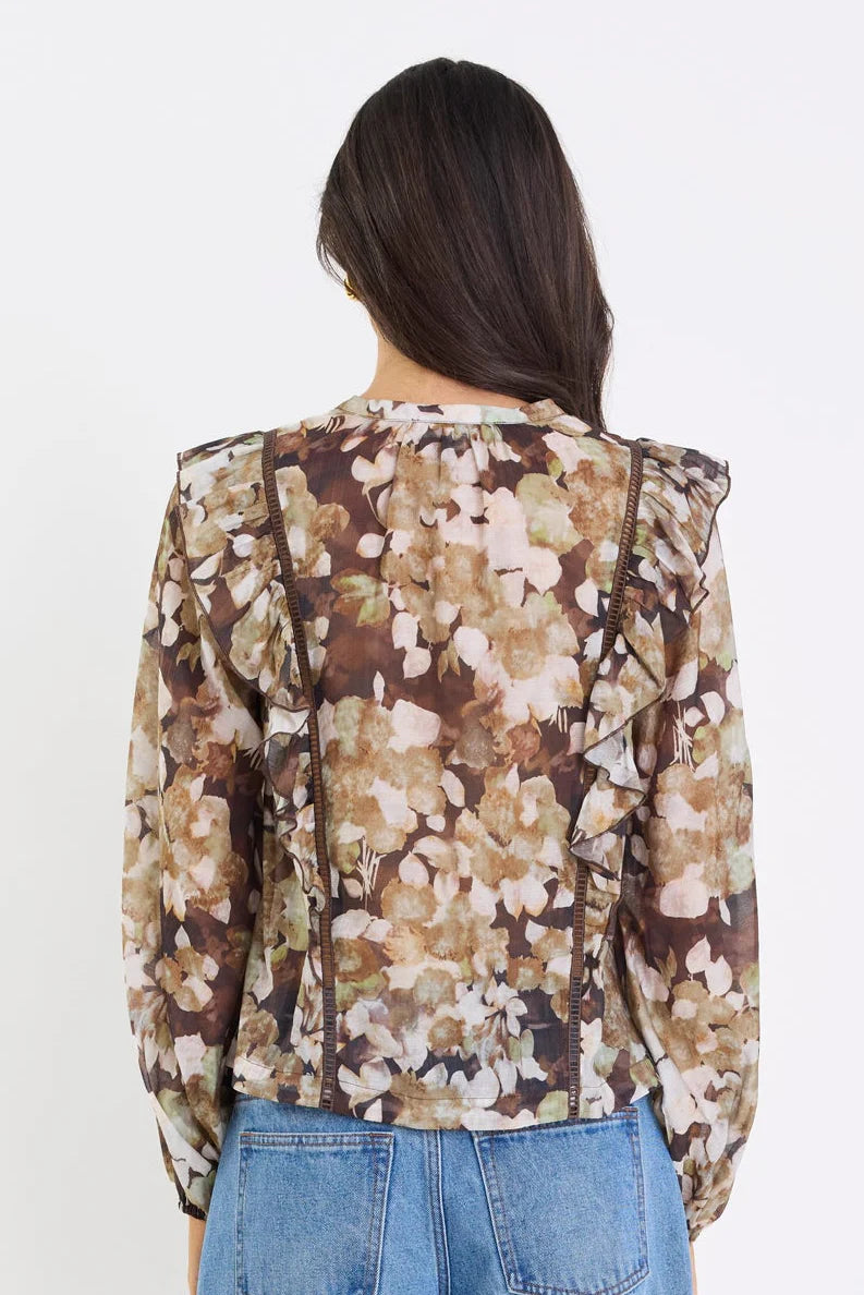 IVY + JACK Integrity Floral Frill Detail Brown Beige