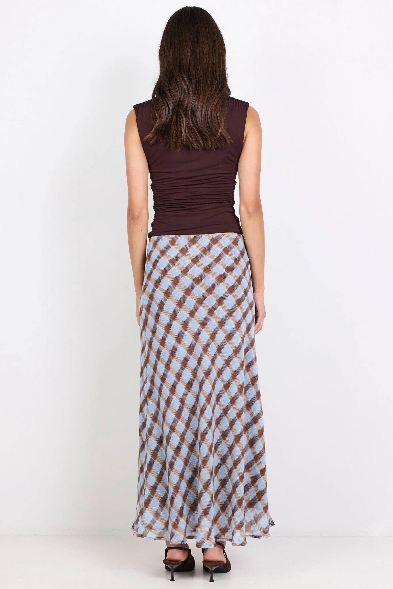 GEORGIA ZOE Jubilant Chocolate Ice Blue Check Skirt